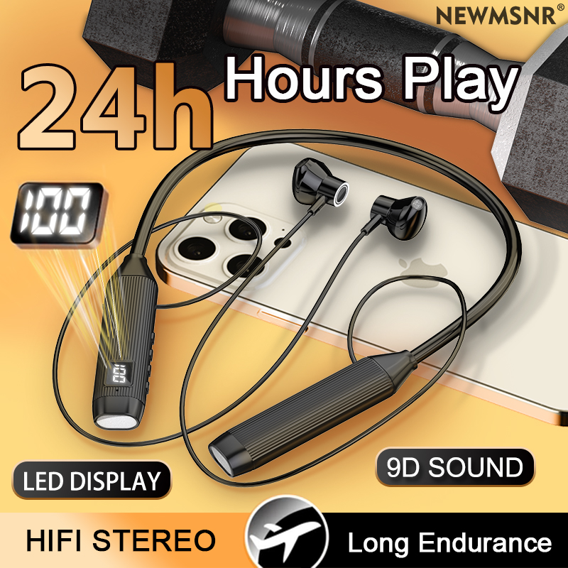 Magnetic Neckband Sports Earphones - Słuchawki bezprzewodowe TWS LED Display Super