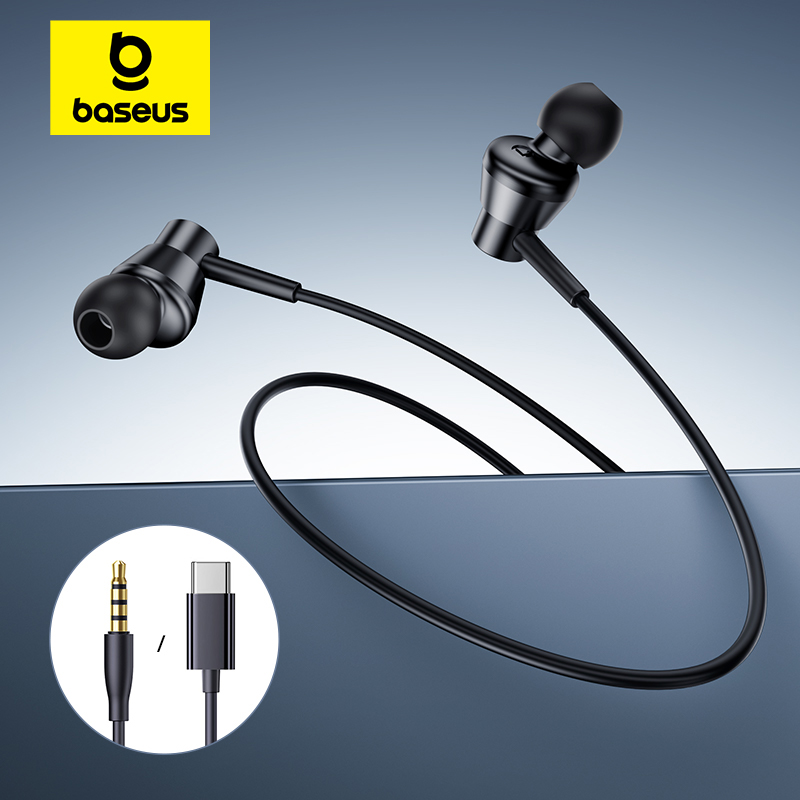 Type C Wired Earphones With Mic - Baseus Encok CZ11/HZ11 Przewodowe słuchawki douszne