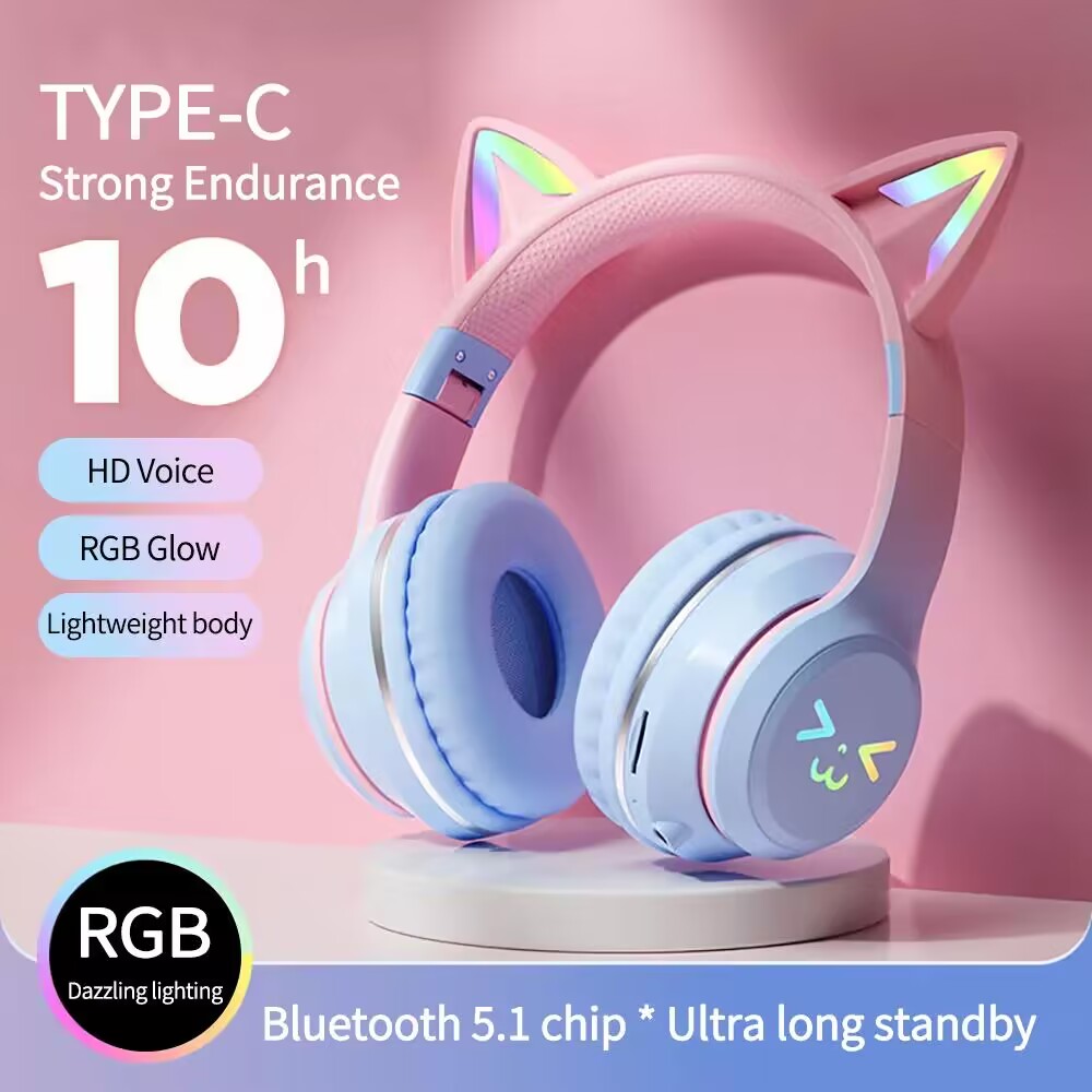 Gaming Headset With Mic Rgb - Słuchawki RGB Glow Bezprzewodowe słuchawki douszne