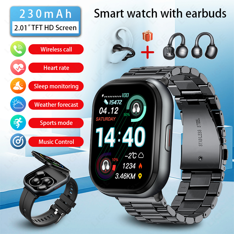 Tws Earbuds Bluetooth 5.3 - LIGE TWS Smartwatch Męski 2.01'' Duży