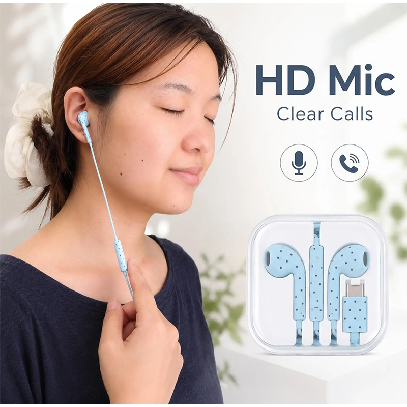 Słuchawki douszne typu C z wzo – Type C Wired Earphones With Mic recenzja i cena