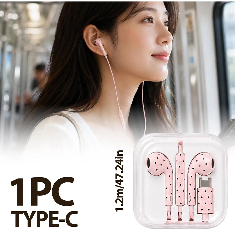 Słuchawki douszne typu C z wzo – Type C Wired Earphones With Mic recenzja i cena