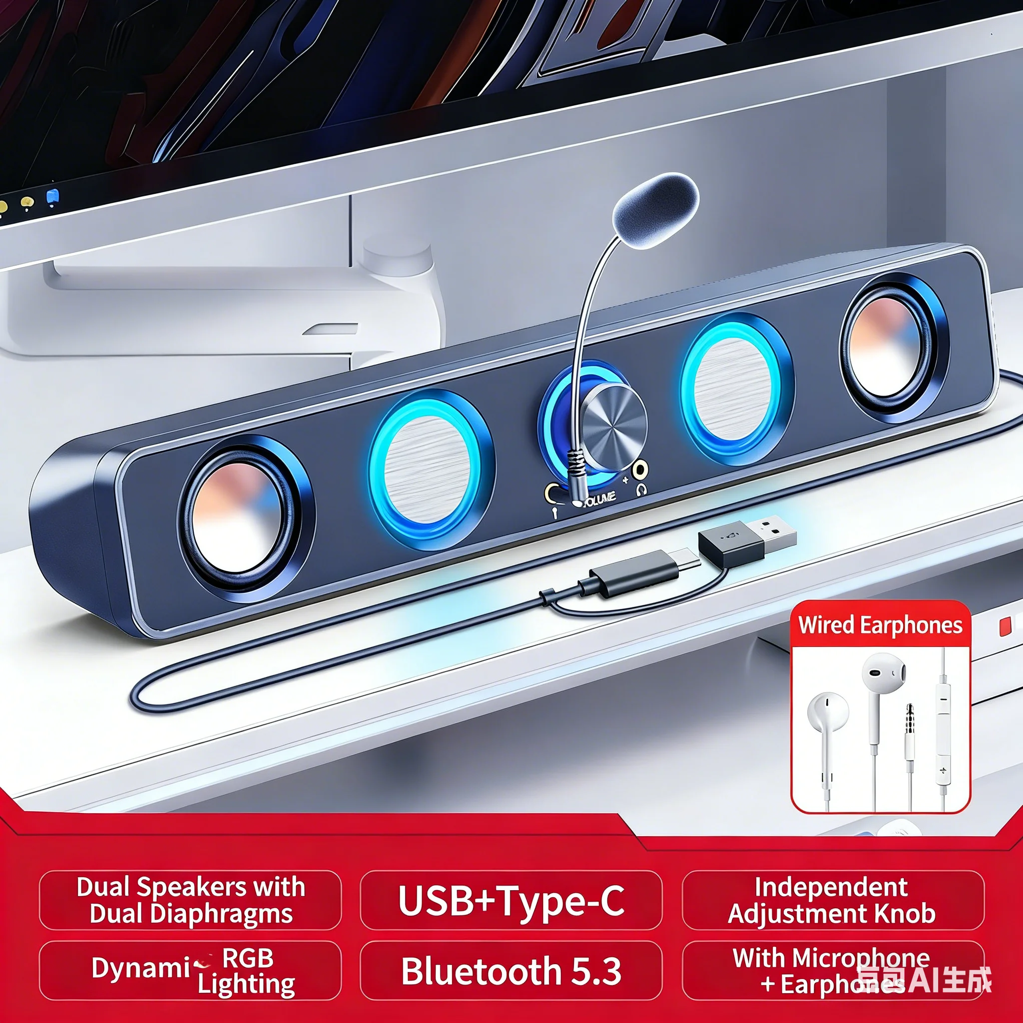 System Głośników Kina Domowego – Rgb Computer Soundbar For Pc recenzja i cena
