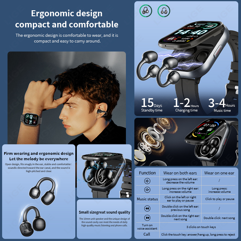 LIGE TWS Smartwatch Męski 2.01 – Tws Earbuds Bluetooth 5.3 recenzja i cena